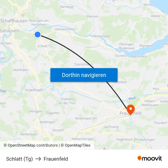 Schlatt (Tg) to Frauenfeld map
