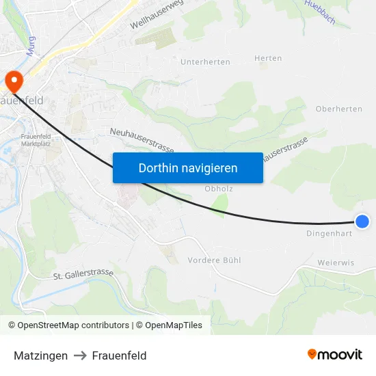 Matzingen to Frauenfeld map