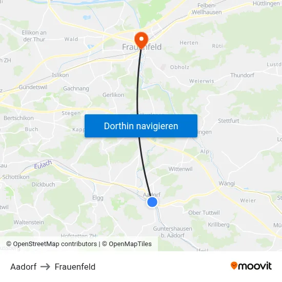 Aadorf to Frauenfeld map
