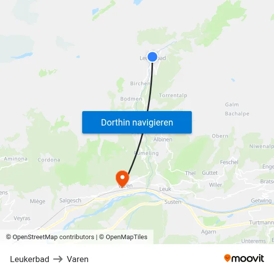 Leukerbad to Varen map