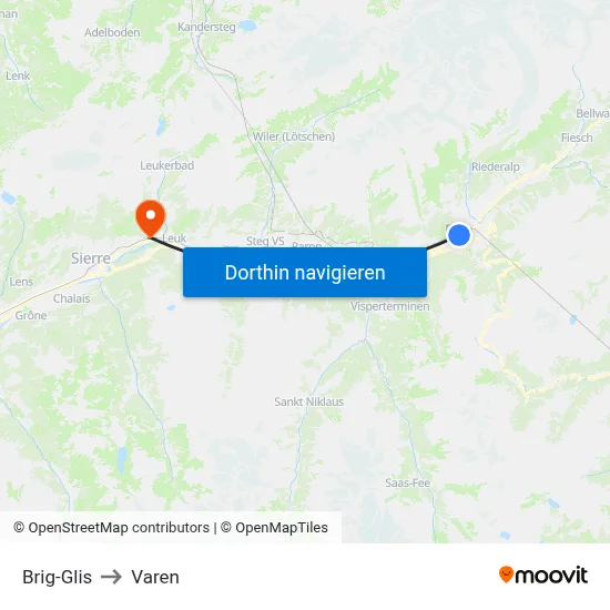 Brig-Glis to Varen map