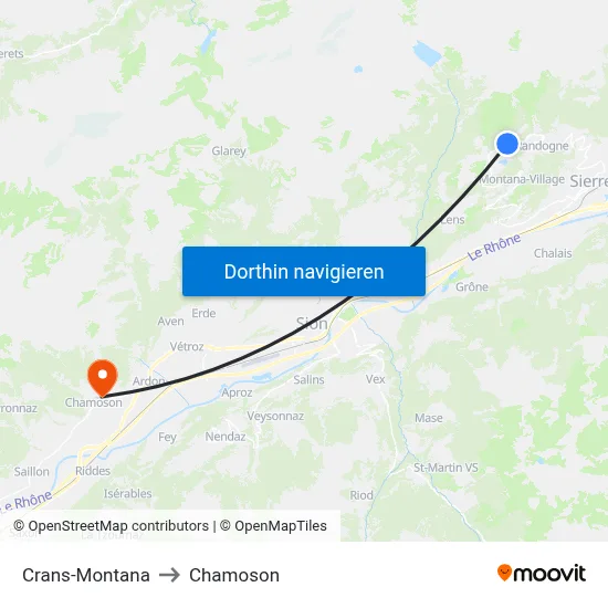 Crans-Montana to Chamoson map