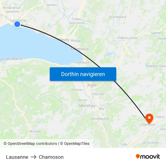 Lausanne to Chamoson map