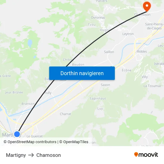 Martigny to Chamoson map