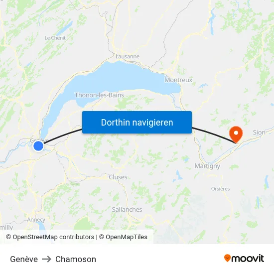 Genève to Chamoson map
