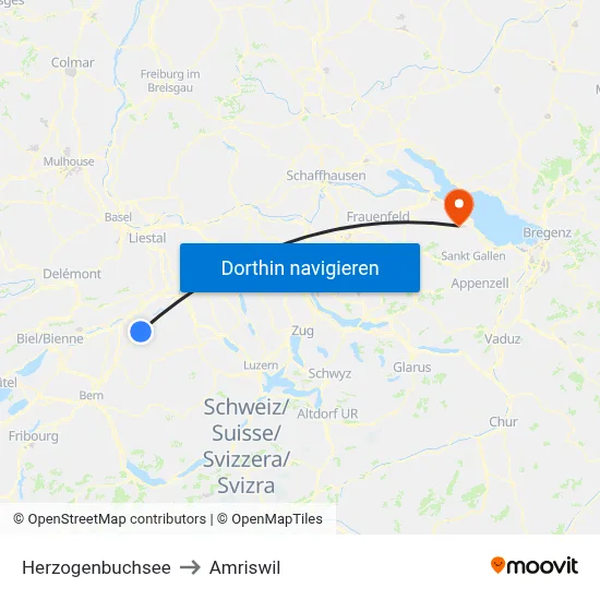 Herzogenbuchsee to Amriswil map