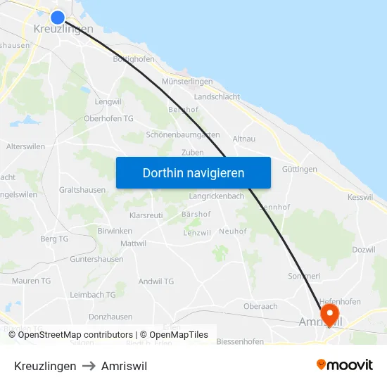 Kreuzlingen to Amriswil map
