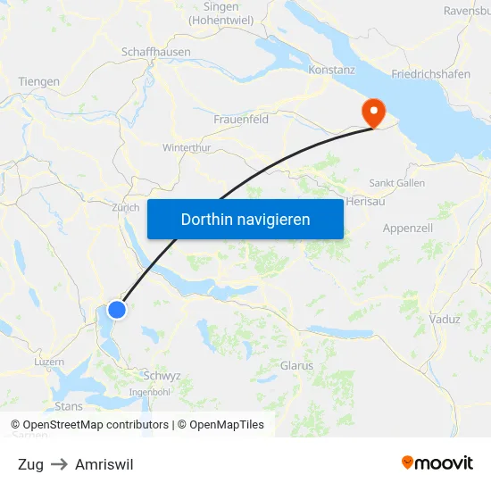 Zug to Amriswil map
