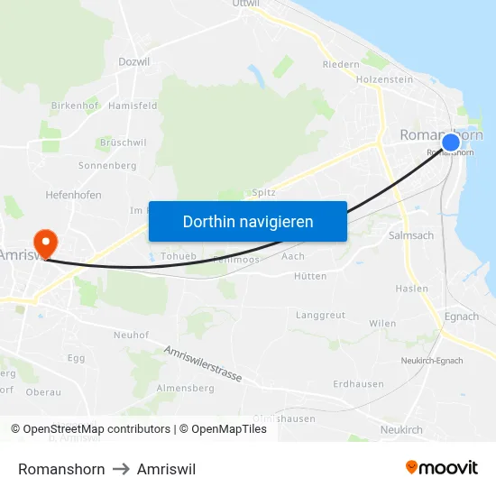 Romanshorn to Amriswil map