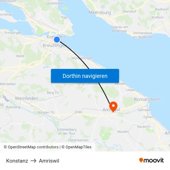 Konstanz to Amriswil map