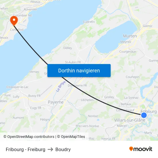 Fribourg - Freiburg to Boudry map