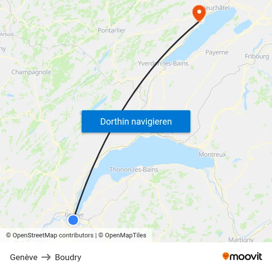 Genève to Boudry map
