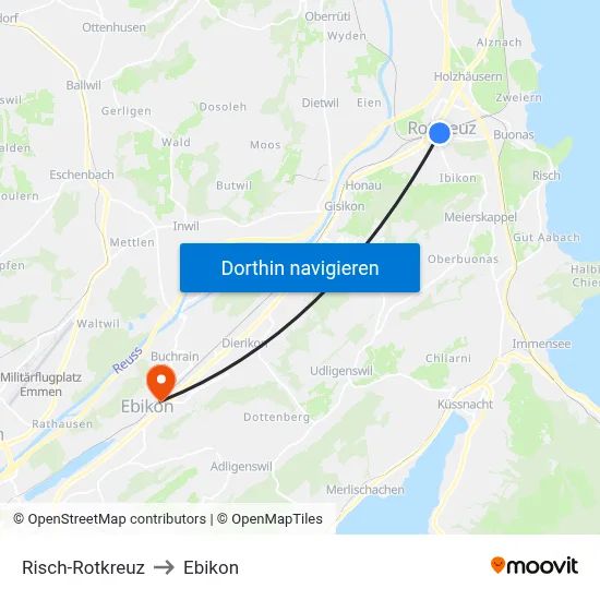 Risch-Rotkreuz to Ebikon map