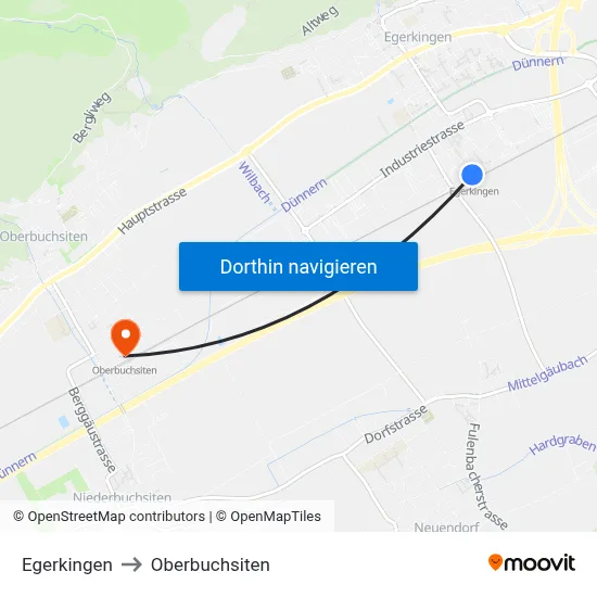 Egerkingen to Oberbuchsiten map