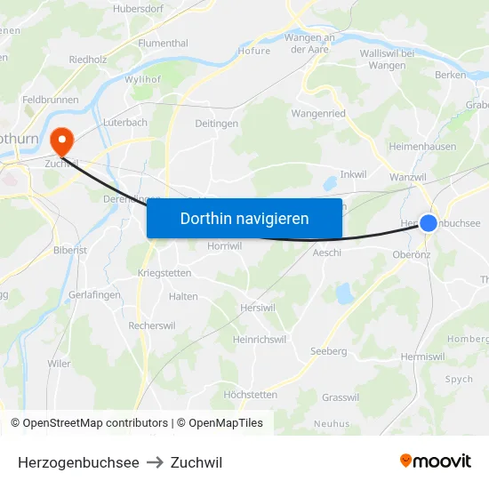 Herzogenbuchsee to Zuchwil map