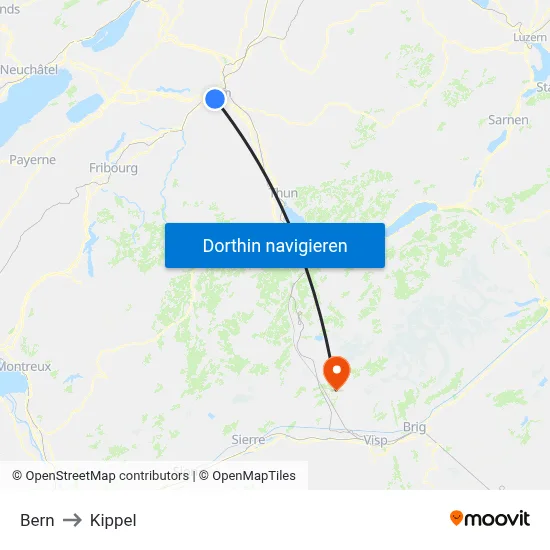 Bern to Kippel map