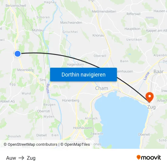 Auw to Zug map