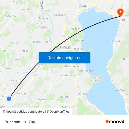 Buchrain to Zug map