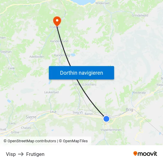 Visp to Frutigen map