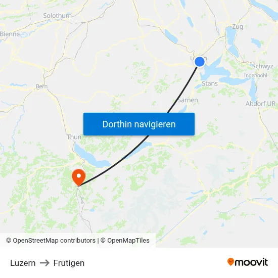Luzern to Frutigen map