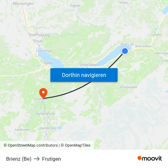 Brienz (Be) to Frutigen map