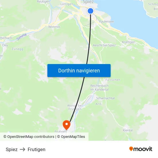 Spiez to Frutigen map