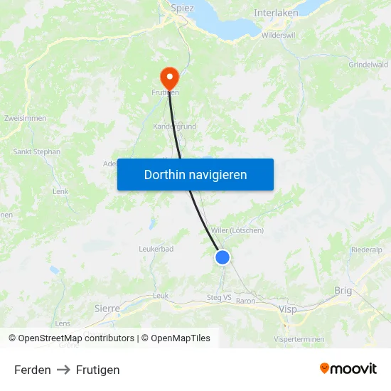 Ferden to Frutigen map
