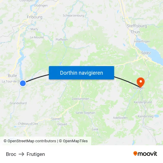 Broc to Frutigen map