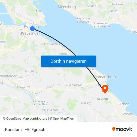 Konstanz to Egnach map