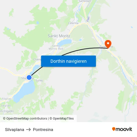 Silvaplana to Pontresina map