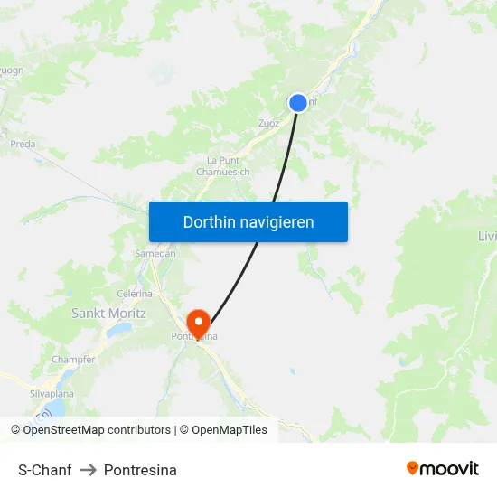 S-Chanf to Pontresina map