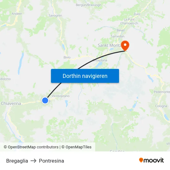 Bregaglia to Pontresina map