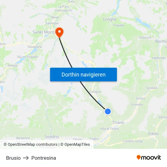 Brusio to Pontresina map