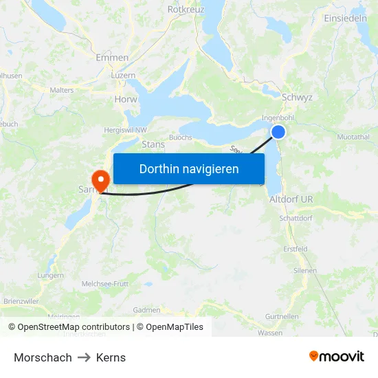Morschach to Kerns map