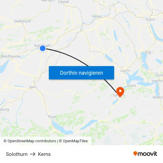Solothurn to Kerns map