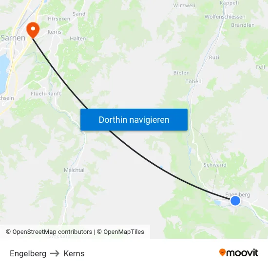 Engelberg to Kerns map