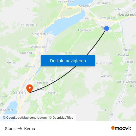 Stans to Kerns map