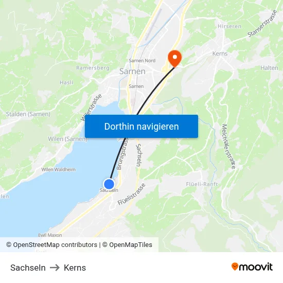 Sachseln to Kerns map
