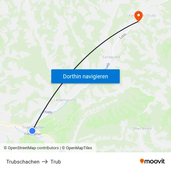 Trubschachen to Trub map