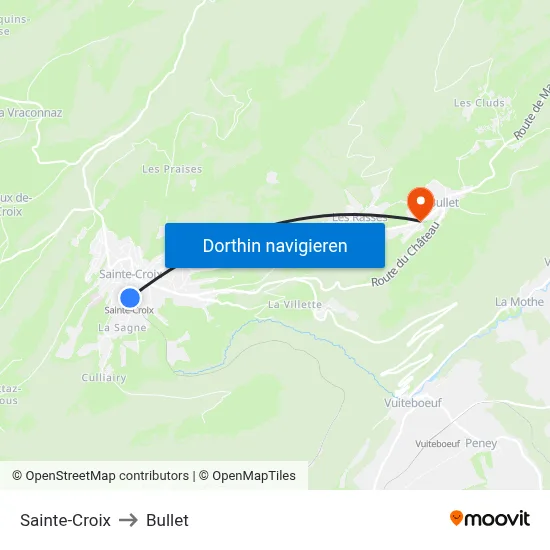 Sainte-Croix to Bullet map