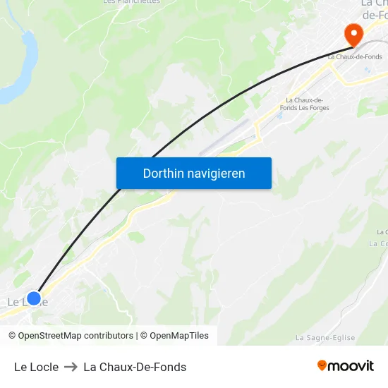 Le Locle to La Chaux-De-Fonds map
