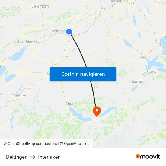 Deitingen to Interlaken map