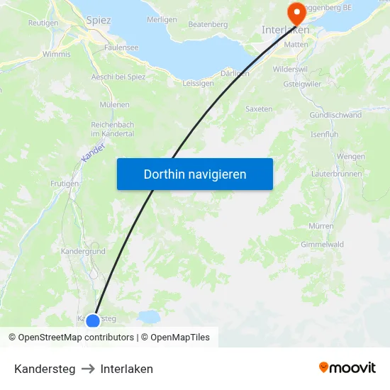 Kandersteg to Interlaken map