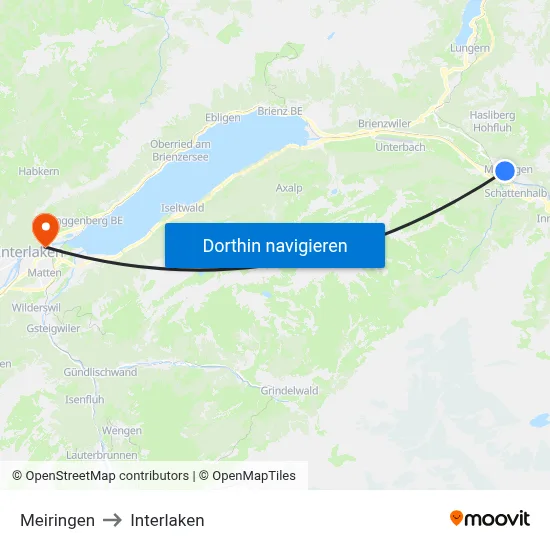 Meiringen to Interlaken map