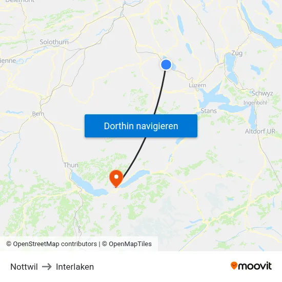 Nottwil to Interlaken map