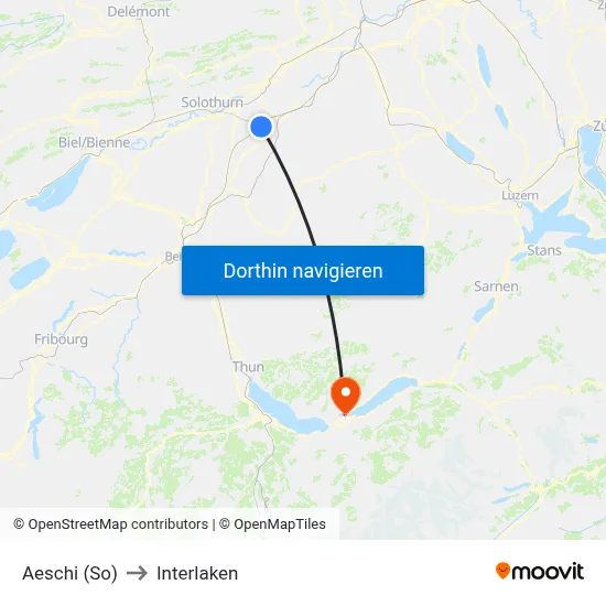Aeschi (So) to Interlaken map