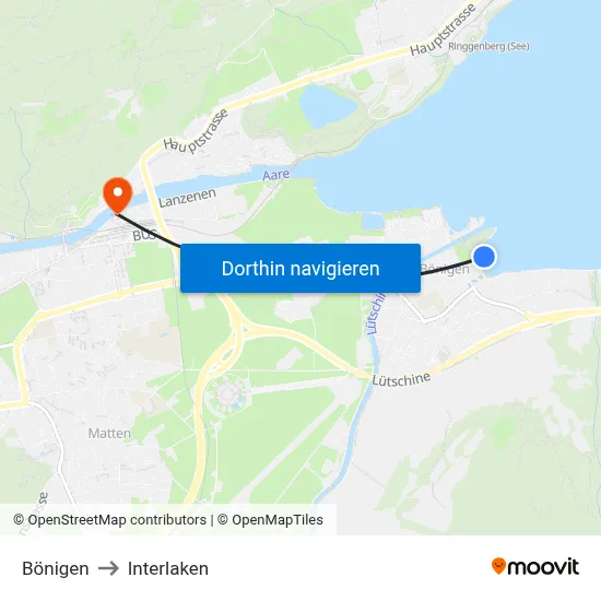 Bönigen to Interlaken map