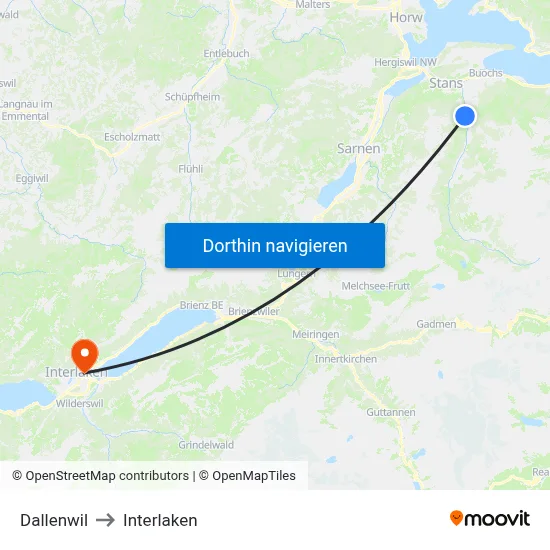 Dallenwil to Interlaken map