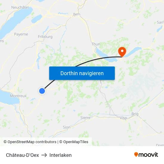 Château-D'Oex to Interlaken map