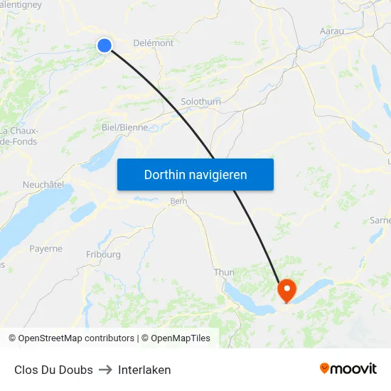 Clos Du Doubs to Interlaken map